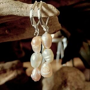 Saltwater pearl dangle earrings in sterling silver